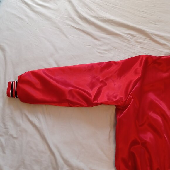 1980s Pla-Jac by Dunbrooke E-One Fire Trucks Red Satin Jacket Adult Large - Picture 6 of 16